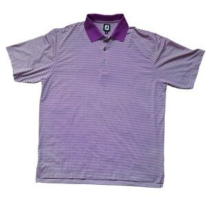 FOOTJOY Size XL Polo Shirt Lilac/White Striped Performance Golf Stretchy FJ Mens